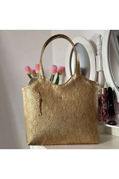 Zea Geanta Urban Shopper Piele Naturala Sarpe gold