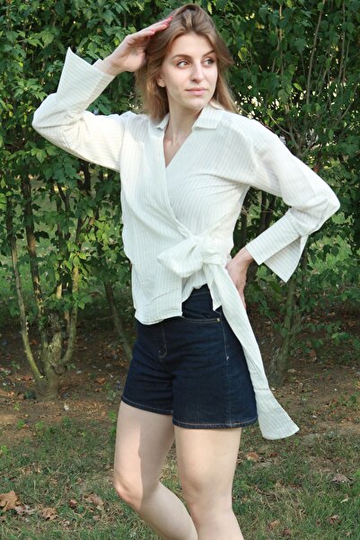 Neva Butik Bijuteri Beyaz Anvelop Gömlek