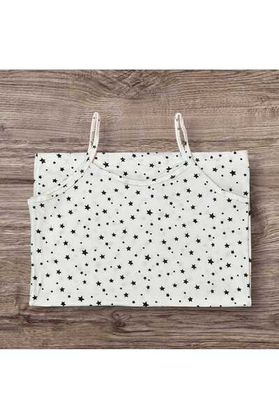 ESTA STORE White Star Patterned Strap Tank Top