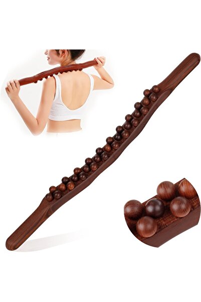 Globalport Retail Baston de masaj din lemn, 31 bile, forma curbata, pentru ma...