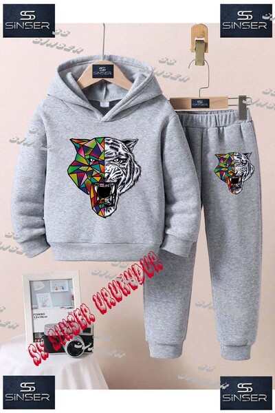 SS SİNSER Παιδικό Unisex Σετ Φόρμας με Κουκούλα και Ειδική Στάμπα "TIGER GEO ...