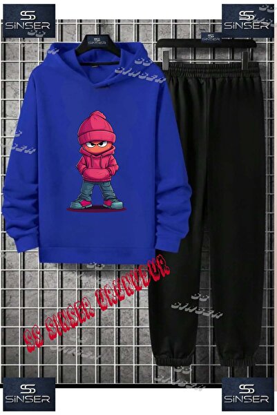SS SİNSER Детски унисекс комплект спортен екип с качулка и специален принт „C...