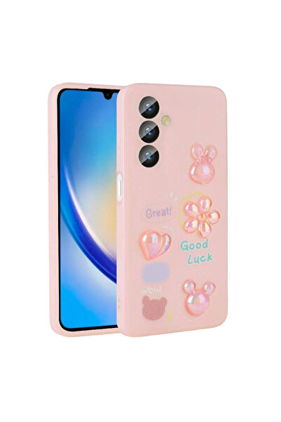 ECRUZ غطاء سيليكون لهاتف Galaxy A14 5G مع تصميم منقوش ولامع من ECRZ Toys - وردي