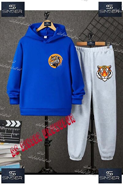 SS SİNSER Παιδικό Unisex Σετ Φόρμας με Κουκούλα "TIGER HEAD CIRCLE LEFT TOP" ...