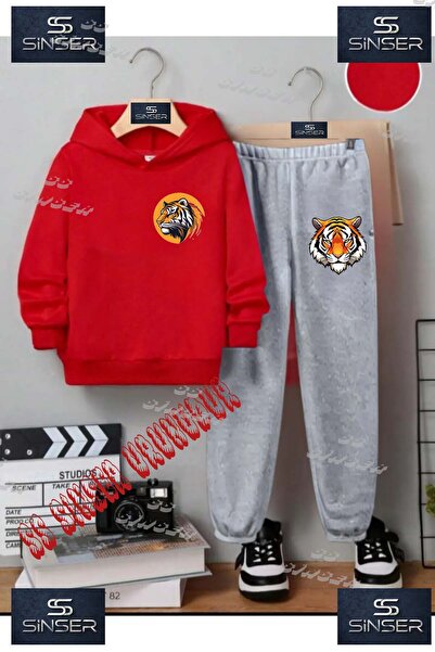 SS SİNSER Παιδικό Unisex Σετ Φόρμας με Κουκούλα "TIGER HEAD CIRCLE LEFT TOP" ...