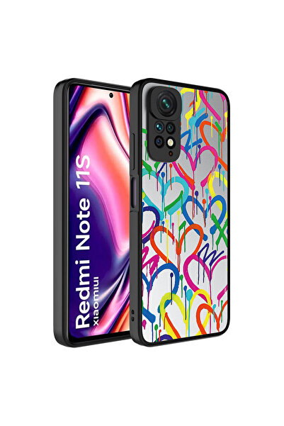 ECRUZ غطاء حماية للكاميرا بنمط مرآة لامع لهاتف ريدمي نوت 11 العالمي - تصميم قلب