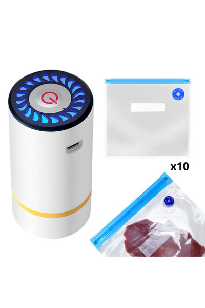 Köken Food Vacuum Sealer Set + 10 vacuum bags included, pump type device, portable, 3W