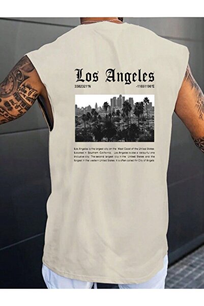 E-ROMA Tricou fără mâneci unisex oversize cu imprimeu Los Angeles