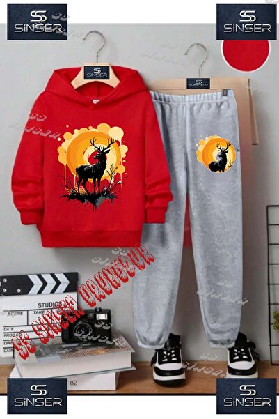 SS SİNSER Παιδικό Unisex Σετ Φόρμας με Κουκούλα και Ειδική Στάμπα "GEYIK TEK ...