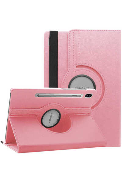 ECRUZ حافظة متوافقة مع جهاز Galaxy Tab S7 Plus T970 مع حامل قابل للدوران - وردي