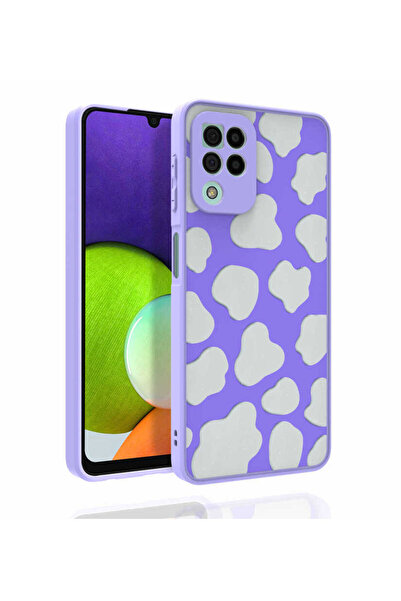 ECRUZ غطاء حماية للكاميرا منقوش لهاتف Galaxy M22، غطاء ECRZ Nora اللامع - NO6