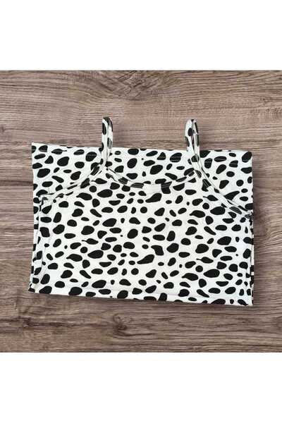 ESTA STORE Viscose Combed Cotton Tank Top with Different Patterned Straps