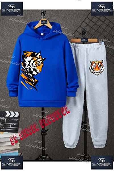 SS SİNSER Детски унисекс спортен екип с качулка и специален принт „Tiger Saga...
