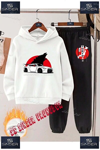 SS SİNSER Детски унисекс комплект спортен екип с качулка и специален принт „C...