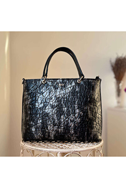 Zea Geanta Smart Casual Piele Naturala Croco Argento