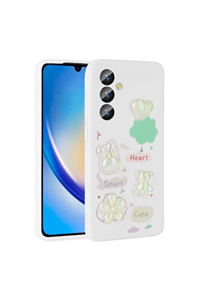 ECRUZ غطاء سيليكون لهاتف جالاكسي A23 4G مع تصميم منقوش ولامع من ECRZ Toys - أبيض