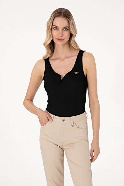 U.S. Polo Assn. Maiou Dama Negru Cu Deschidere in V