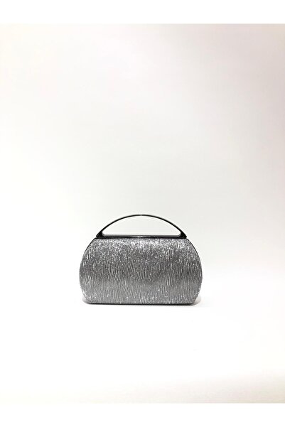 womenacs Platinum Color Laser Fabric Stylish Evening Dress Clutch Portfolio Chain Strap Handheld Wedding Engagement Evening Shoulder Bag