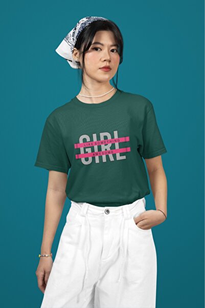 ArtYus Girl Like Some Think Awesome Transfer Printed Round Neck Short Sleeve ...