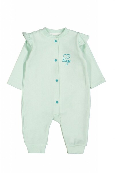 JollyMag Newborn long sleeve ruffle jumpsuit GREEN, Tongs baby (Size: 3-6 Mon...