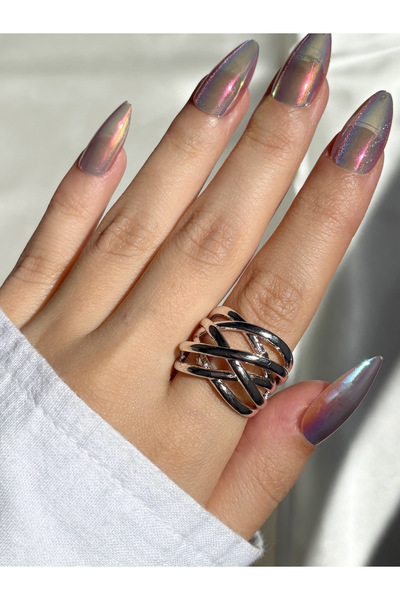 Eylülün Takısı خاتم تصميم فضي اللون نسائي