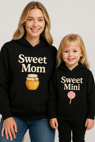 SVART WEAR Hanorac din bumbac pentru mamă și fiică, mini twin, fără buzunar (copil) cu glugă Swea tricou PRET PENTRU UNUL