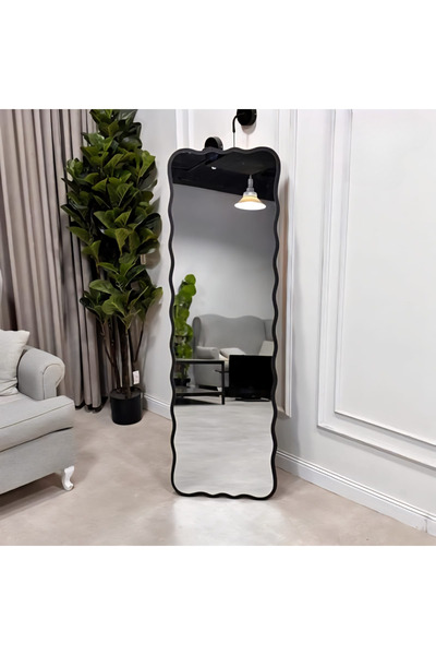 private house Oud Wood Mirror Stand - 160 x 50 cm Mirror - Elegant Design with Wooden Frame - For Dressing Room, Living Room, Entrance
