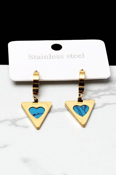 Raneel Kazançlı Alışveriş Heart Design Triangle Earrings Blue