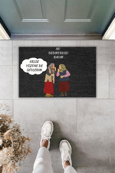 Dormot Dekoratif Dijital Paspas Füme Ne Dedikodusu Canım Önü Paspası 70x45cm