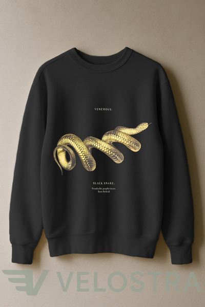 Velostra Hanorac unisex Golden Snake cu imprimeu 3 Thread Inside Sha cu căptu...