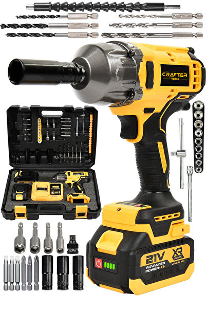 CRAFTERTOOLS 21 V 800Nm Torklu Çift Akülü Kömürsüz Motor Şarjlı Matkap Somun ...