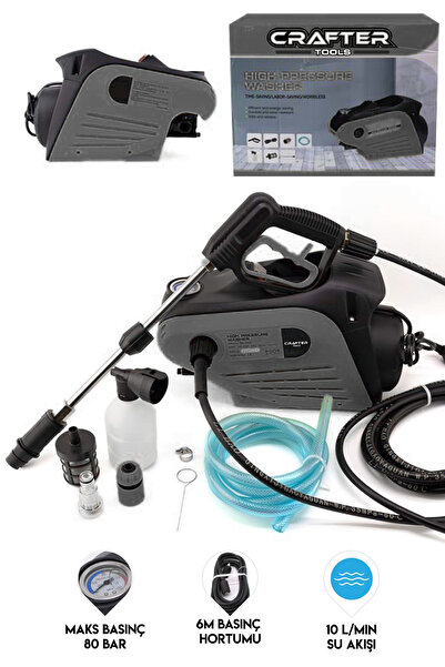 CRAFTERTOOLS 60 Bar Elektrikli Araç Yıkama Makinesi Yüksek Basınçlı Yıkama Makinesi