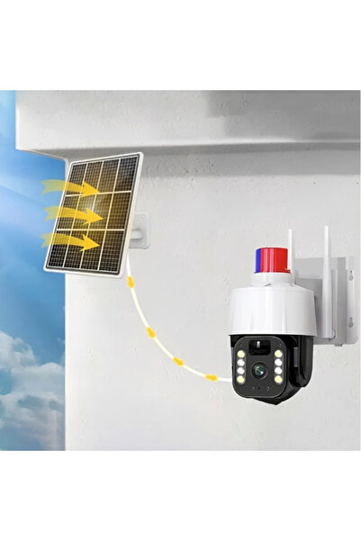 My Reality Fashion Güneş Enerjili Alarmlı Çakarlı Dış Mekan Güvenlik Kamerası