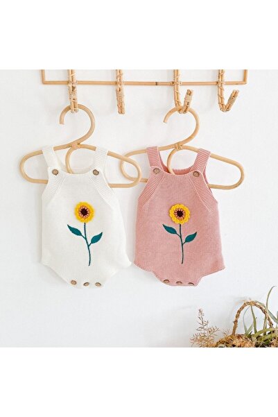 JollyMag Drool Sunflower Knitted Jumpsuit (Color: White, Size: 12-18 Months)