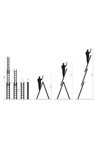 JollyMag Scara aluminiu, 3 tronsoane, 7 trepte, max 150 kg, 4.23 m, Drabest Pro