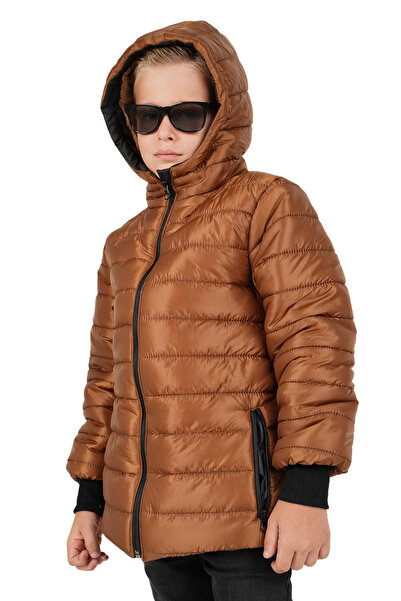 Merdia Ανδρικό παλτό με κουκούλα με επένδυση από γούνα, αδιάβροχο και αντιανεμικό, με μοτίβο ίσιας γραμμής