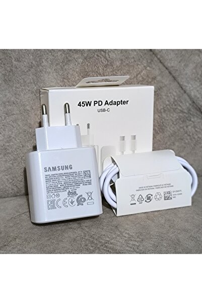 Kotenart Samsung Uyumlu EP-TA845X 45W Watt Süper Hızlı Şarj Adaptörü ve Kablosu Set - Beyaz