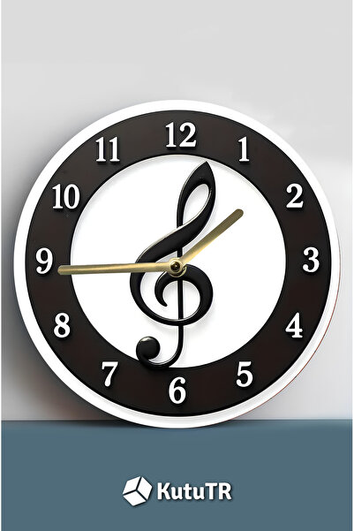 kutuTR Mdf Wall Clock – Treble Clef Detail – 33X33 cm Sdw431