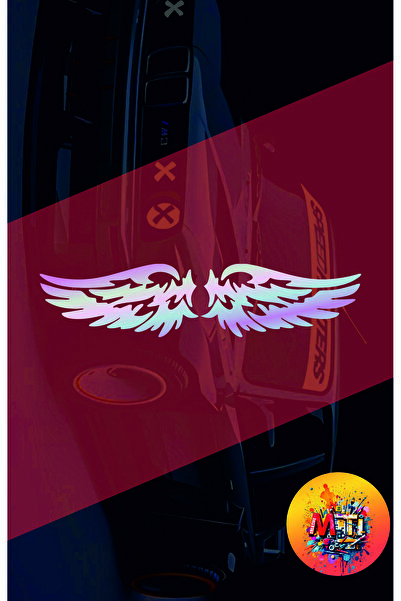 sticker Kanat Oto Araba Motor Kask 15x3,5 cm Hologram Cam Etiket