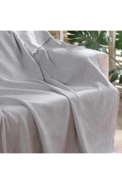 Linnda Home Gri Desenli Dokuma Çok Amaçlı Örtü
