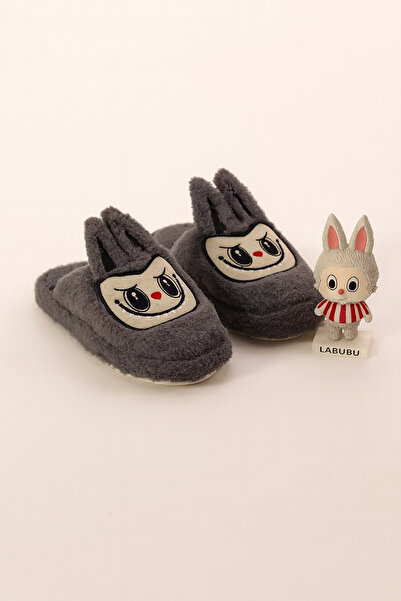 Behtah Kundura Pofuduk Sessiz Taban Figürlü Ev Terliği Tüylü Terlik