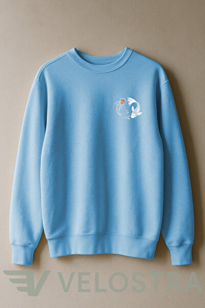 Velostra Hanorac unisex YingYang Fish cu imprimeu 3 Thread Inside Sha cu căptușeală din fleece i guler rotund