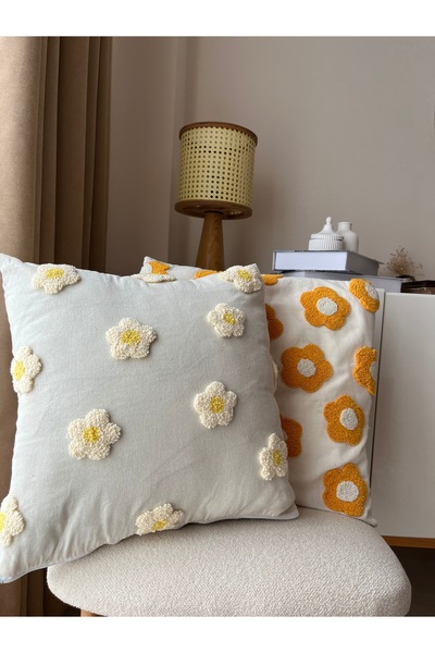 Punch Minimal Papatya İşlemeli Kırlent – El Yapımı