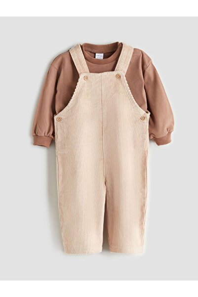 LC Waikiki LCW baby Crew Neck Baby Boy T-Shirt and Salopette 2-Piece