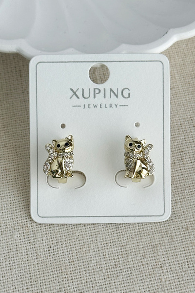 Modacaprea Xuping 14K Kedili Kadın Küpe Kararmaz Kadın Takı Xuping Küpe