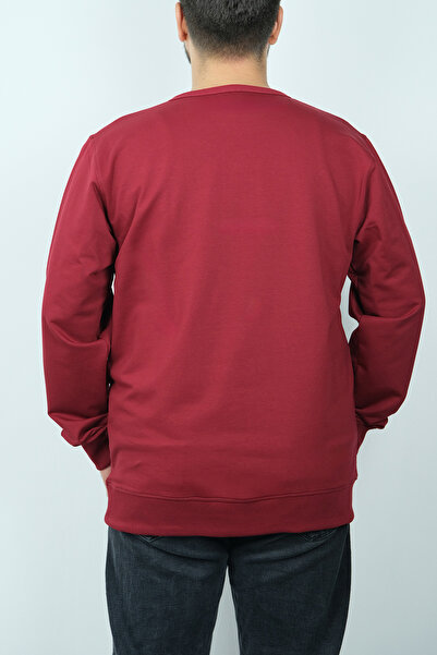 Raf Coll Men's Buttoned Crew Neck Knitted 30/100 Cotton Polyester Plus Size Sweatshirt