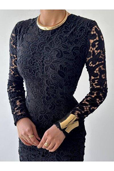 zoezoe KADIN DANTEL KAPLAMALI MİNİ ELBİSE