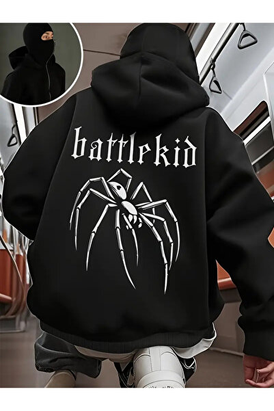 LAND MODA Φούτερ Ninja Unisex με μάσκα χιονιού Ζακέτα με 2 νήματα χοντρό φλις