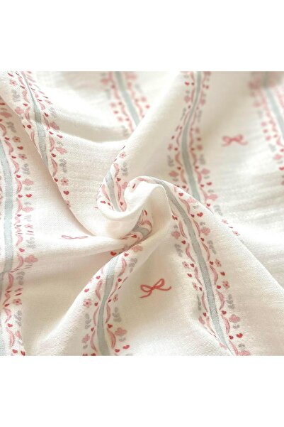 Zezig Bow Line Blue Striped Muslin Blanket