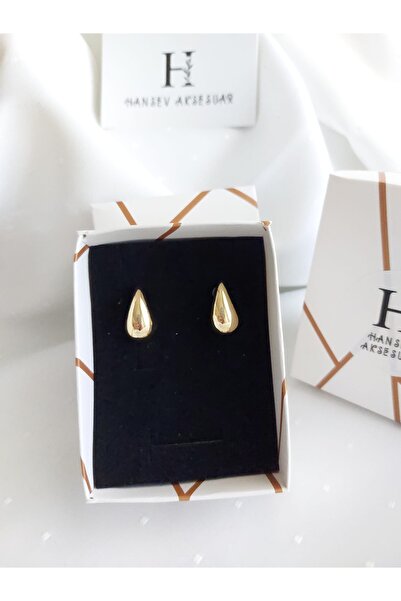 hansev Kadın Gözyaşı Damlası Bottega Model Gold Çelik Küpe – Küçük Boy